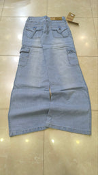 Denim Jeans Vintage Y2K Flare Low Waist "Cargo" Light Blue Y2K