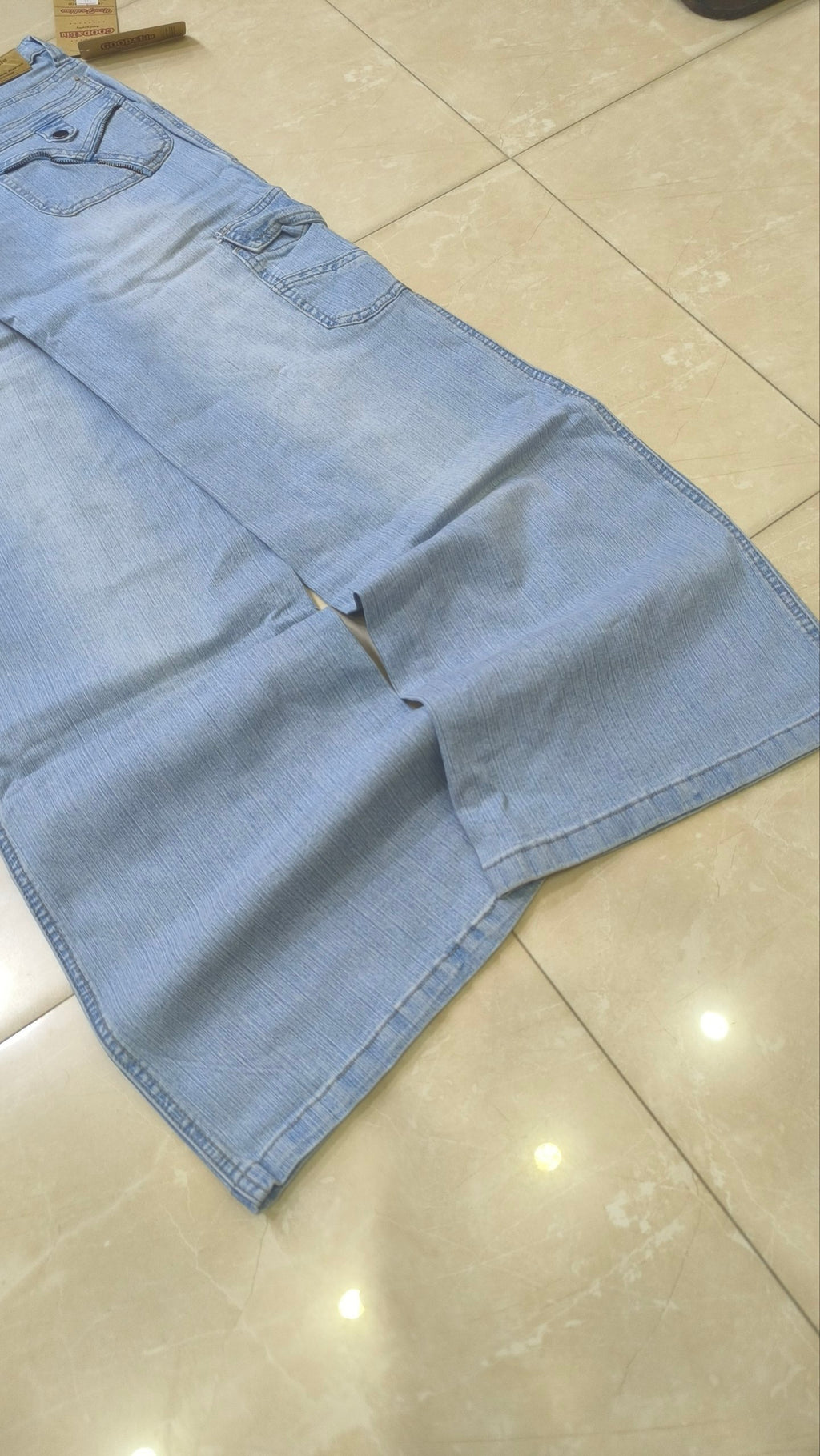 Denim Jeans Vintage Y2K Flare Low Waist "Cargo" Light Blue Y2K