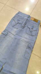 Denim Jeans Vintage Y2K Flare Low Waist "Cargo" Light Blue Y2K