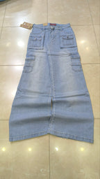 Denim Jeans Vintage Y2K Flare Low Waist "Cargo" Light Blue Y2K