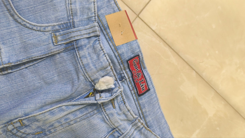 Denim Jeans Vintage Y2K Flare Low Waist "Cargo" Light Blue Y2K