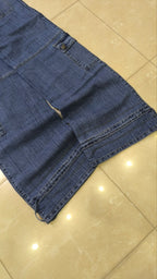 Denim Jeans Vintage Y2K Blu Striped Low Waist Cargo Particular Baggy Flare Model NEW