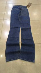 Jeans flare donna vita bassa blu scuro Y2K svasati con cartellino Vintage Bootcut