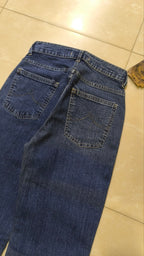 Jeans flare donna vita bassa blu scuro Y2K svasati con cartellino Vintage Bootcut