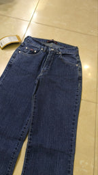 Jeans flare donna vita bassa blu scuro Y2K svasati con cartellino Vintage Bootcut