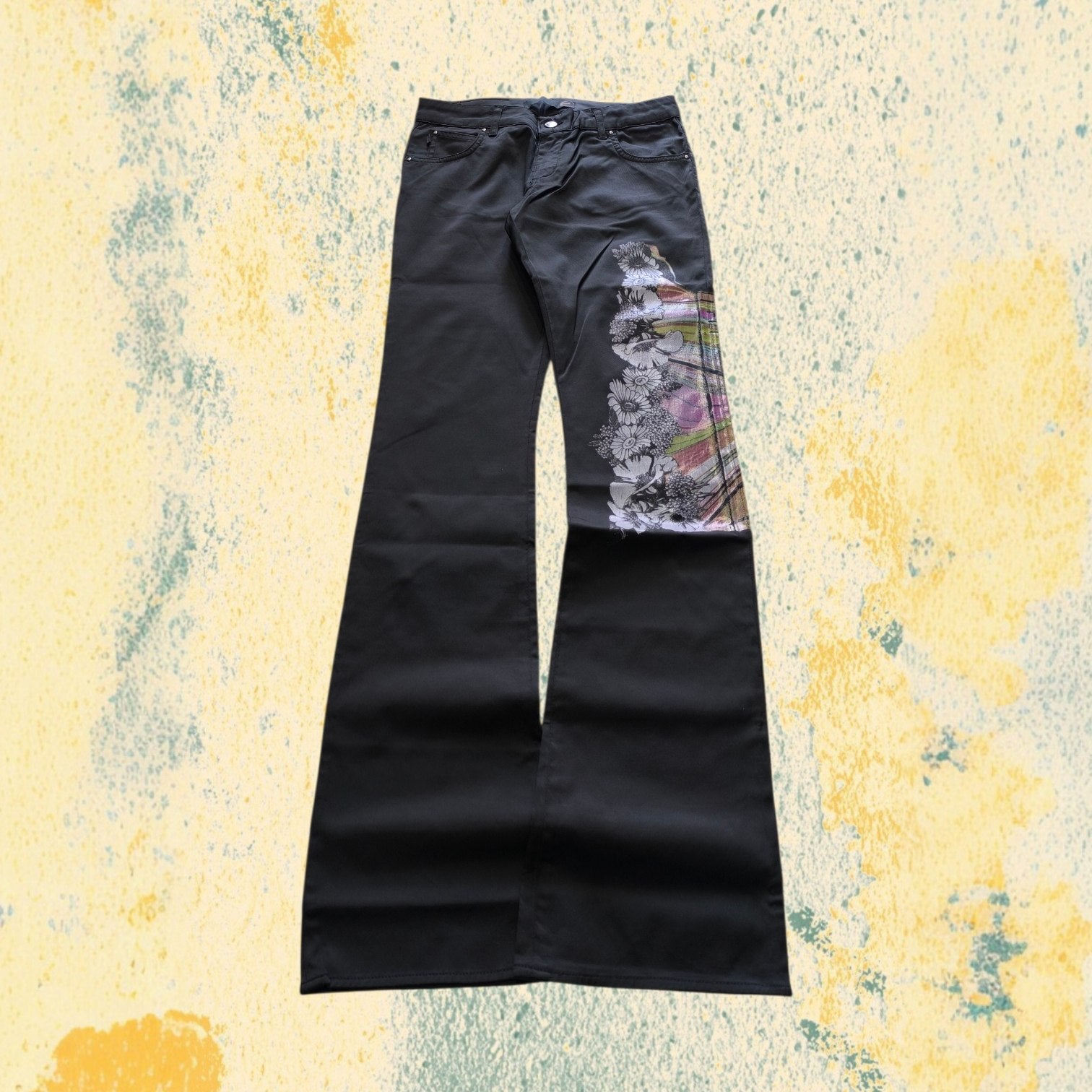 Pants Just Cavalli Y2K Vintage BootCut Flare Fit Da Donna Low Waist Printed Japan Style (S)