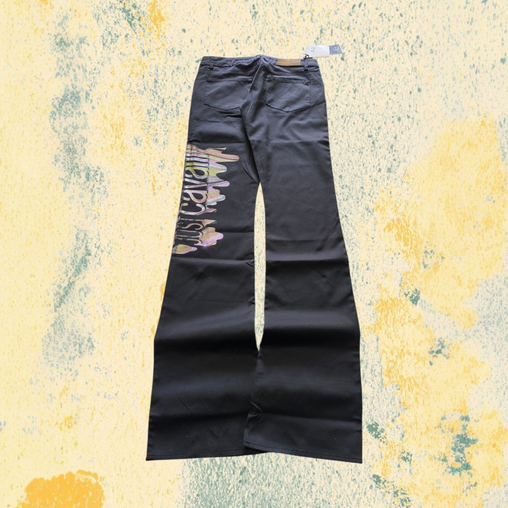 Pants Just Cavalli Y2K Vintage BootCut Flare Fit Da Donna Low Waist Printed Japan Style (S)