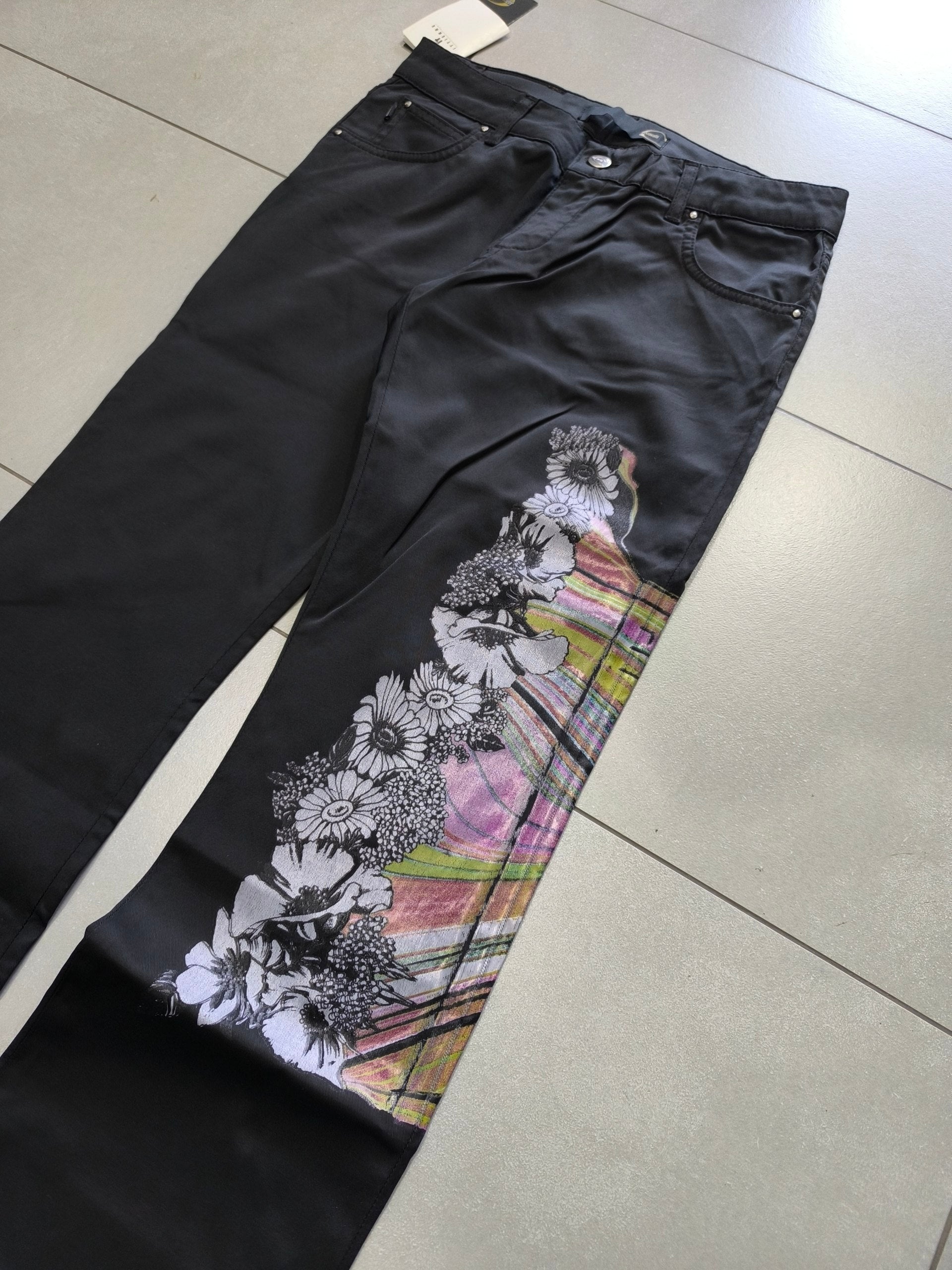 Pants Just Cavalli Y2K Vintage BootCut Flare Fit Da Donna Low Waist Printed Japan Style (S)