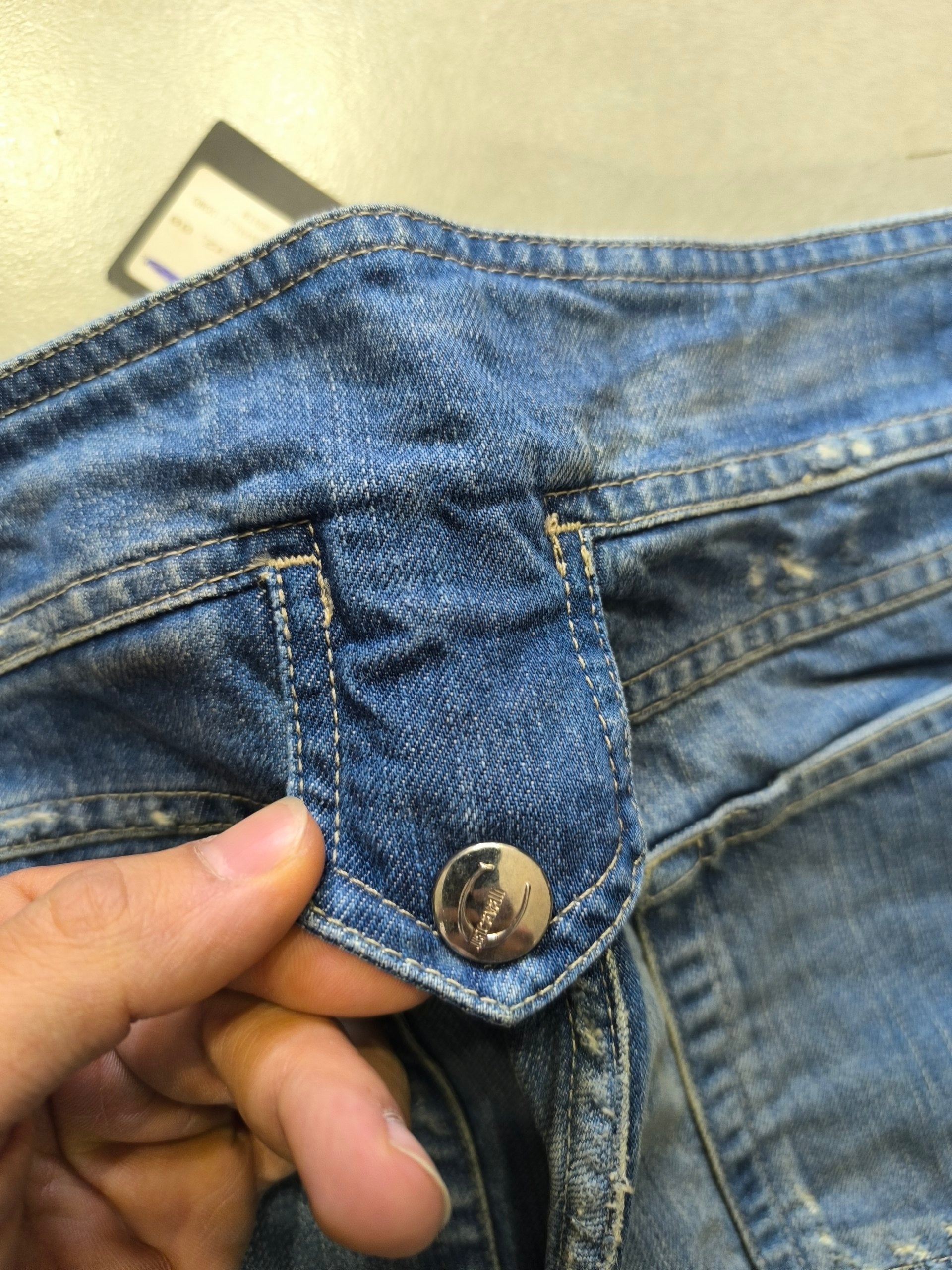 Denim Jeans Just Cavalli Low Waist Da Donna Baggy Fit Flared Washed (S)