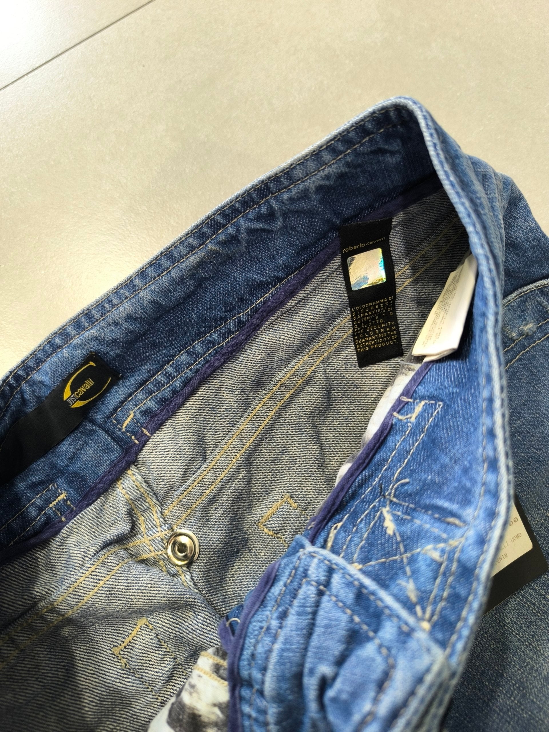 Denim Jeans Just Cavalli Low Waist Da Donna Baggy Fit Flared Washed (S)