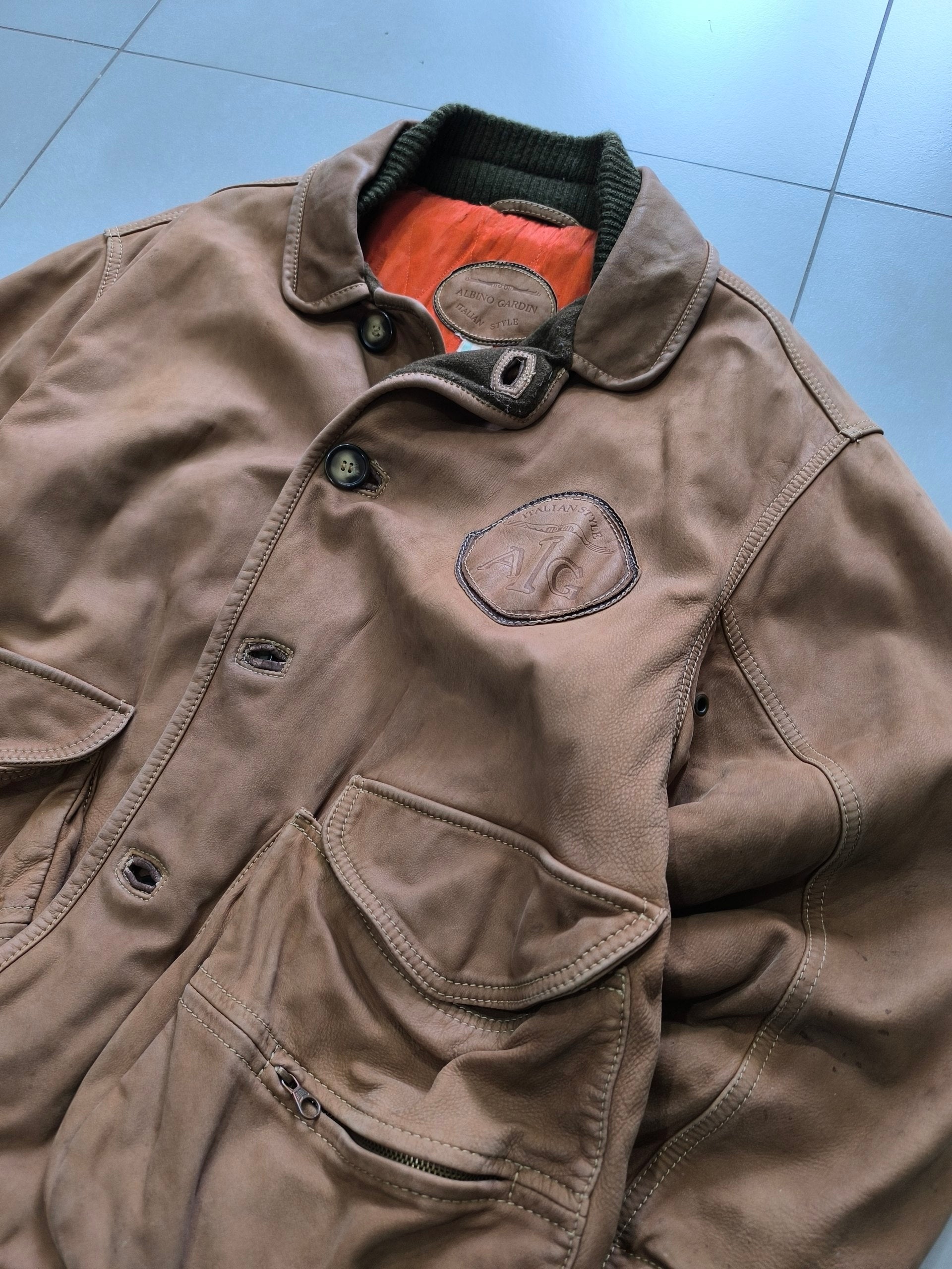 Real Leather Jacket Bomber Vintage Y2K - Aviatore Made in Italy in Vera Pelle Boxy Fit Oversize (L)