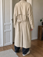 Trench lungo beige chiaro con cintura Vintage Y2K (XL)