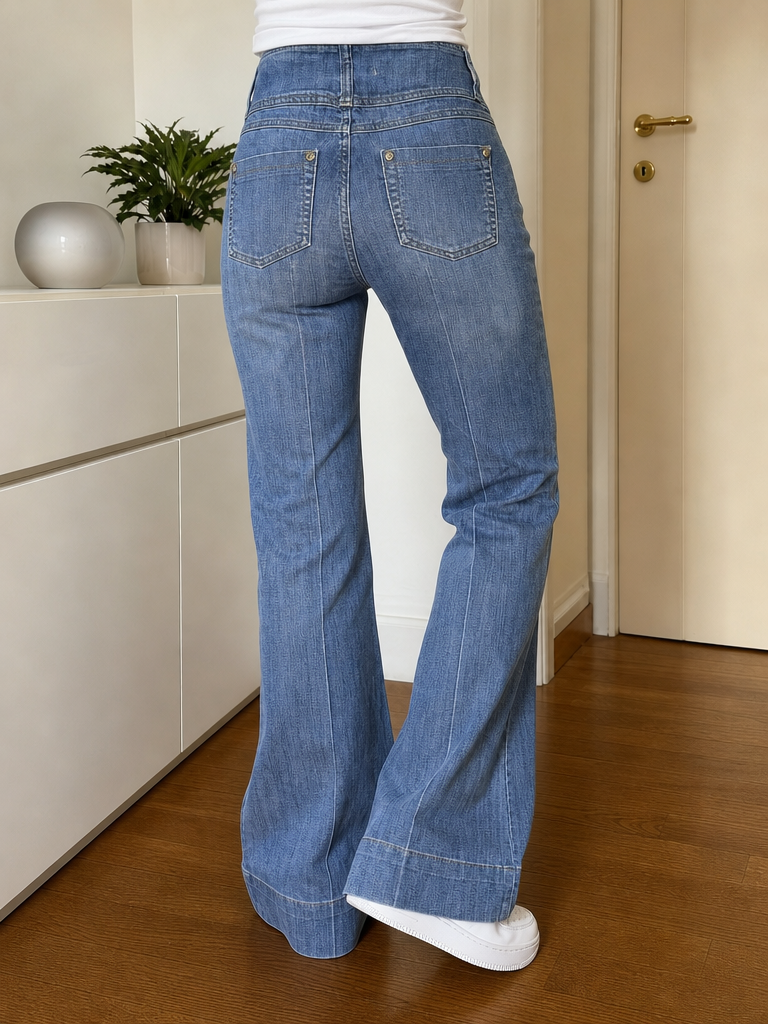 Jeans a zampa Miss Sixty Vita alta Blu denim slavato (M)