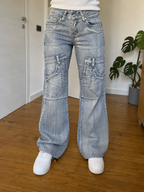 Jeans Met in Jeans Gamba Ampia Blu Denim Marmorizzato (XS)