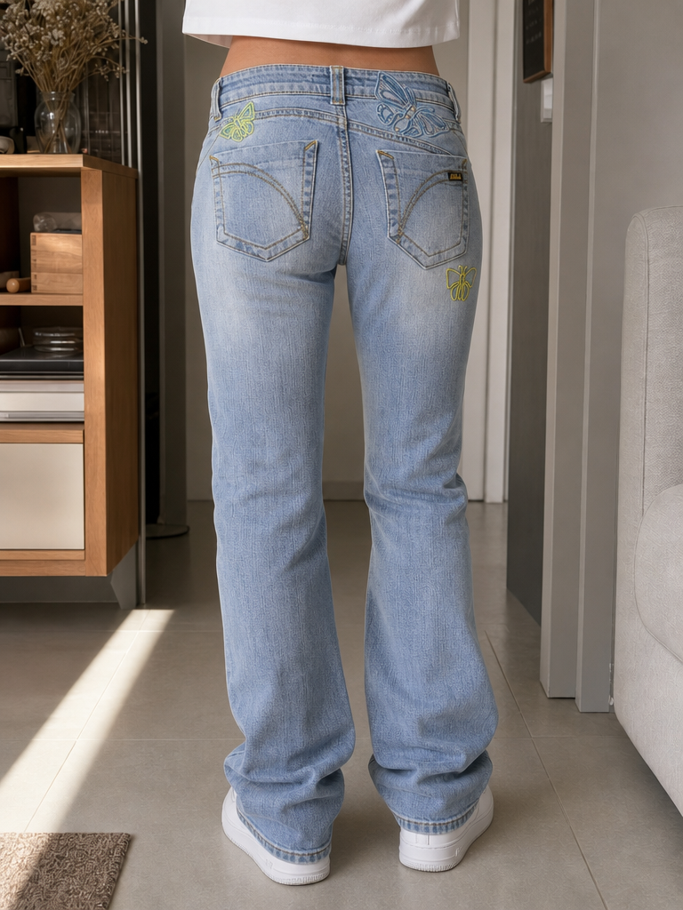 Jeans Killah Blu Stonewashed Farfalle Vintage Y2K (XS)