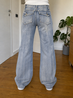 Jeans Met in Jeans Gamba Ampia Blu Denim Marmorizzato (XS)