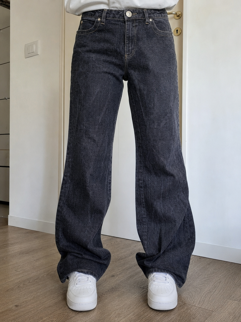 Jeans a gamba larga Street One Grigio antracite effetto denim fiammato Vintage Y2K (29)