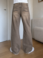 Jeans Gamba Ampia Marrone Tortora (S)