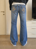 Jeans a zampa Blu denim slavato (S)