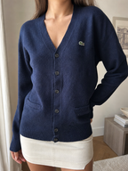 Cardigan Lacoste in maglia scollo a V blu navy (M)