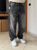 Jeans Leox Gamba Ampia Dritta Grigio Antracite Délavé