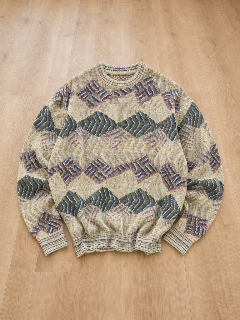 Maglione girocollo Suspense Geometrico Multicolore Vintage Y2K (XL)