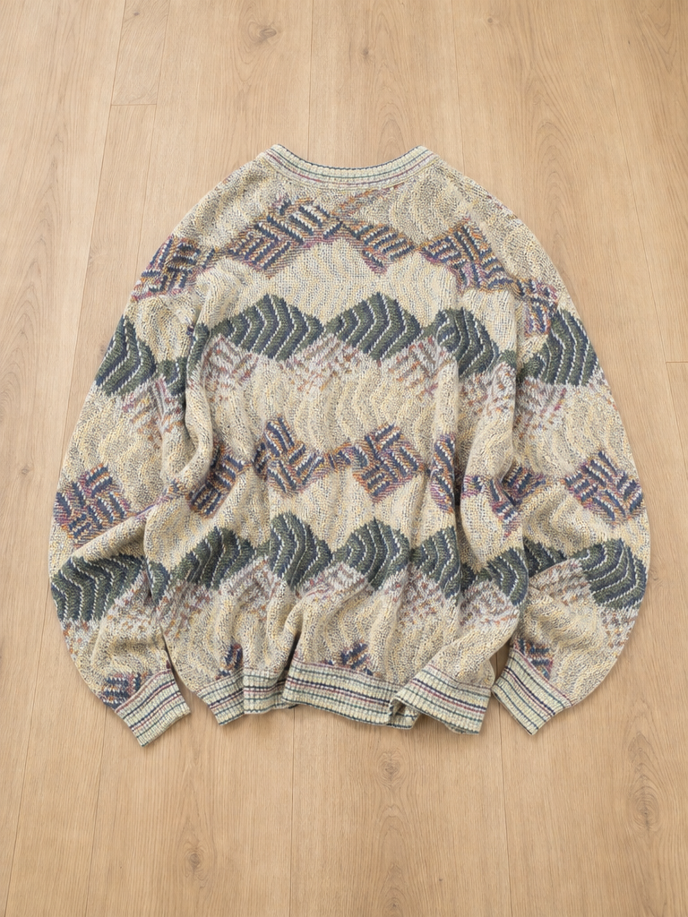 Maglione girocollo Suspense Geometrico Multicolore Vintage Y2K (XL)