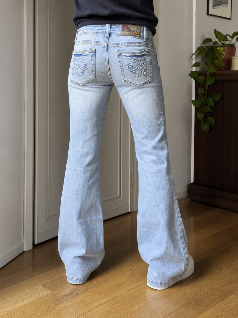Jeans Bootcut VIVI Azzurro Chiaro Slavato Vintage Y2K (XS)