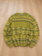 Maglione Tiziano Girocollo Verde oliva Geometrico Vintage Y2K (L)