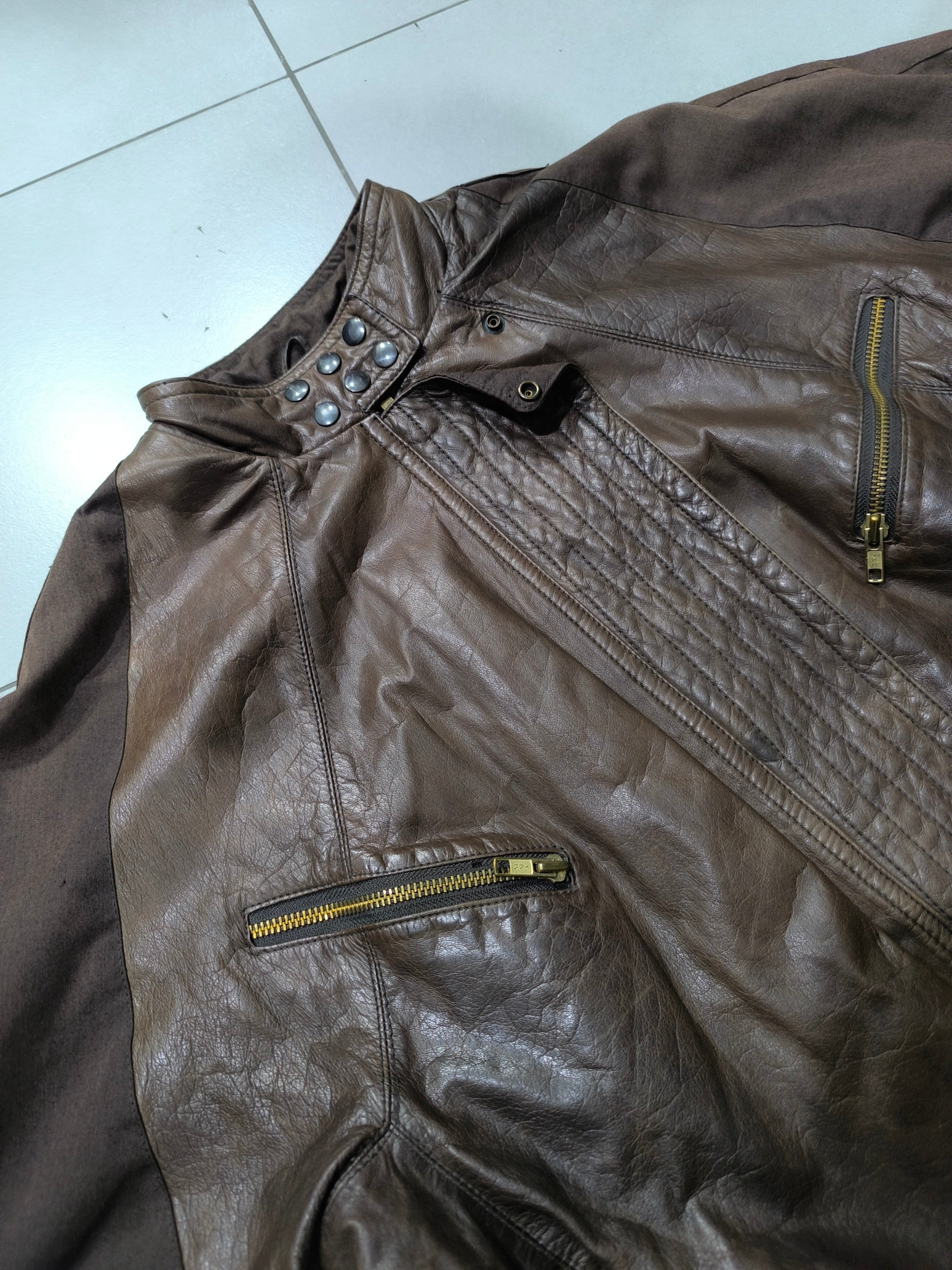 Real Leather Jacket Bomber Vintage Y2K - Aviatore Marrone in Vera Pelle Boxy Fit Oversize (M)