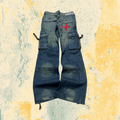 Jeans Baggy Fit Svasato con Lavaggio Particolare e Ricami