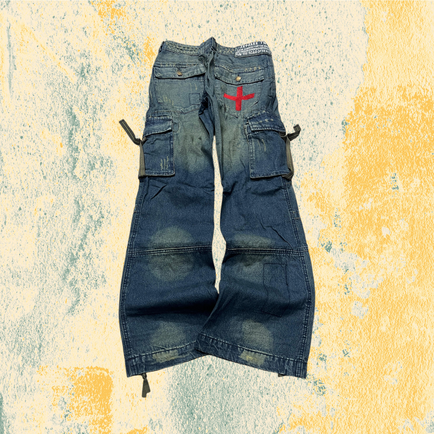 Jeans Baggy Fit Svasato con Lavaggio Particolare e Ricami