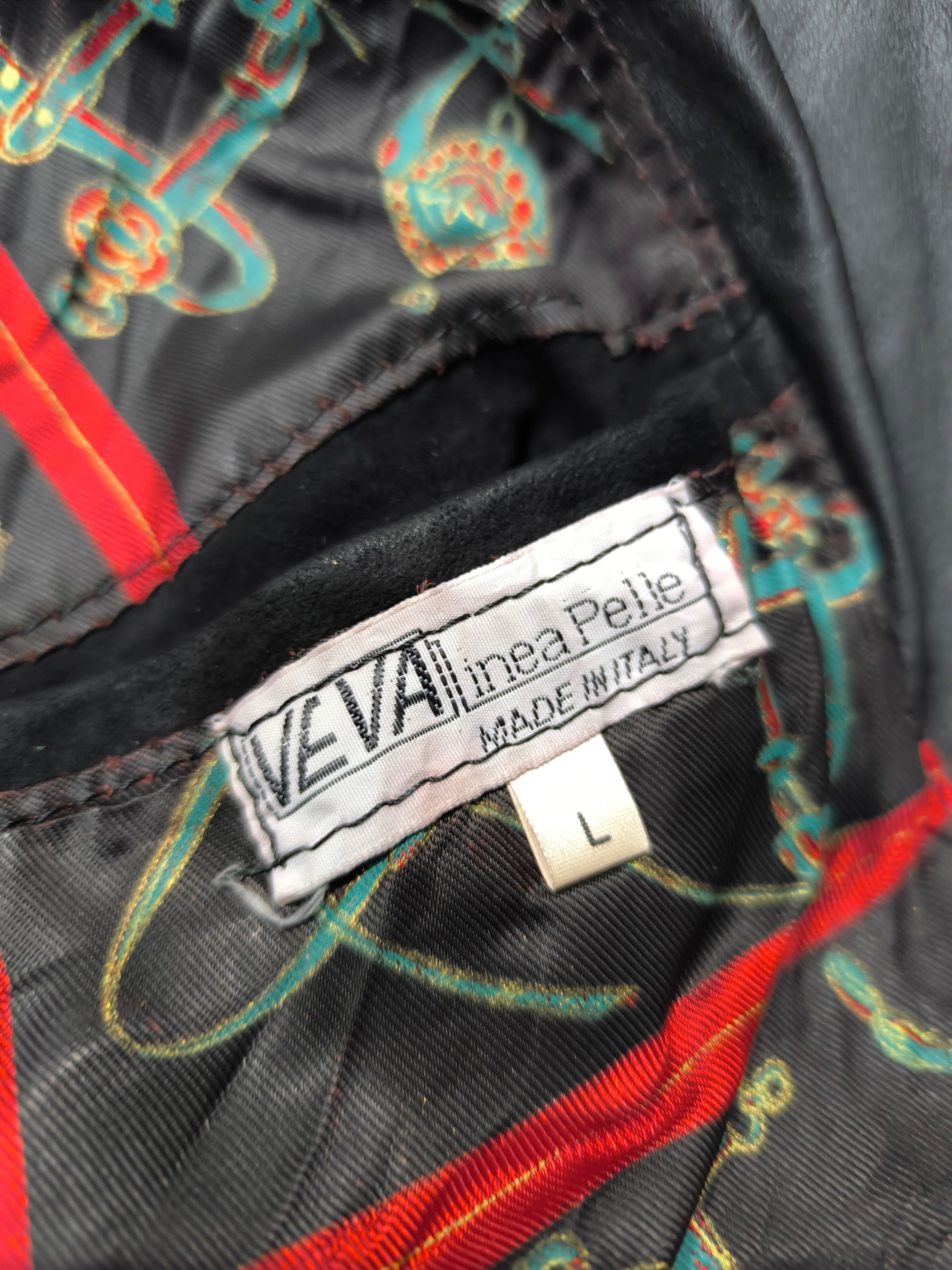 Real Leather Jacket Bomber Vintage Y2K - Aviatore Nero in Camoscio Con Patch in Vera Pelle Boxy Fit Oversize (L)