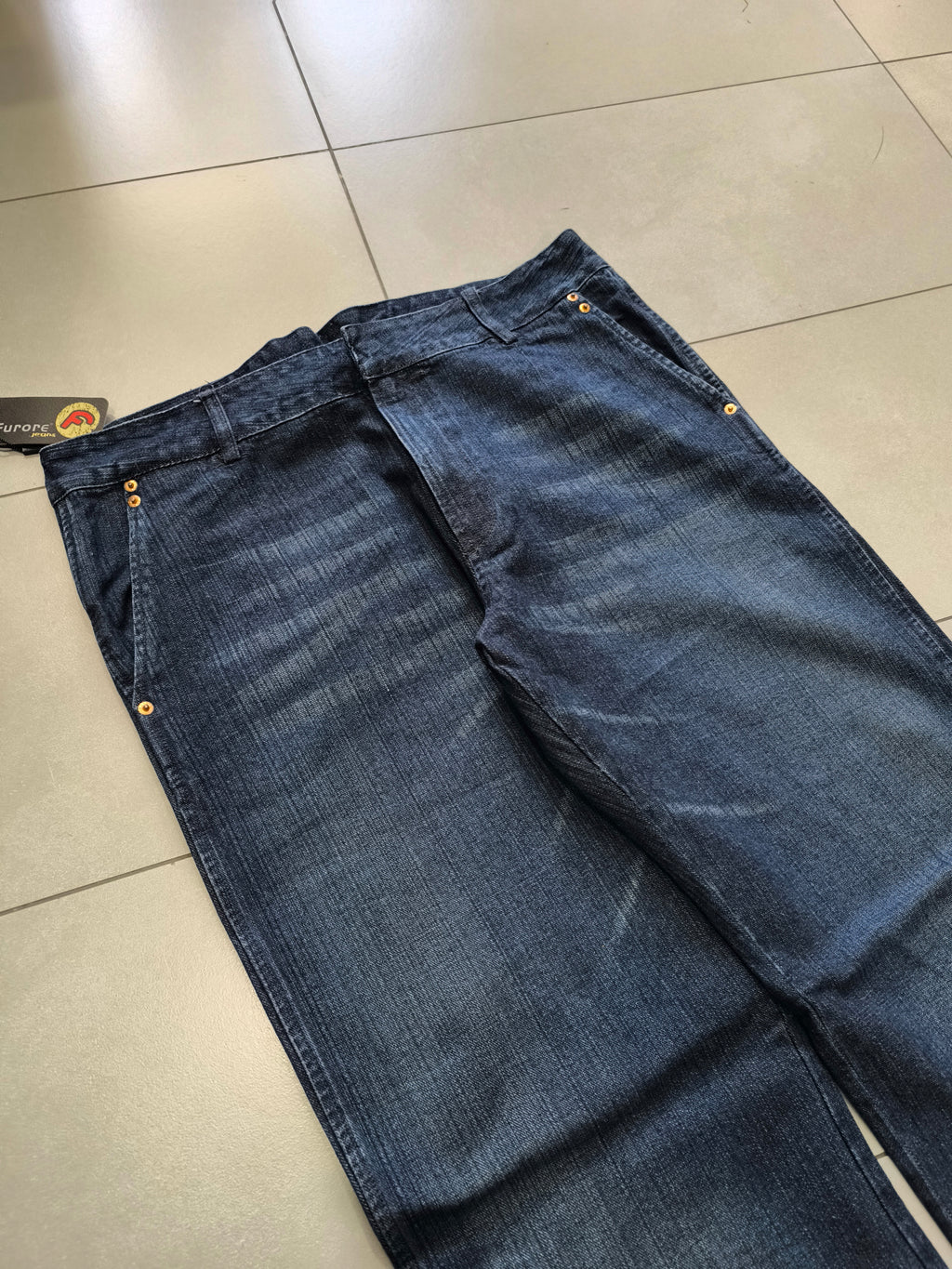 Denim Jeans Baggy Fit Dark Blue Hip-Hop Vintage Y2K (XXL)