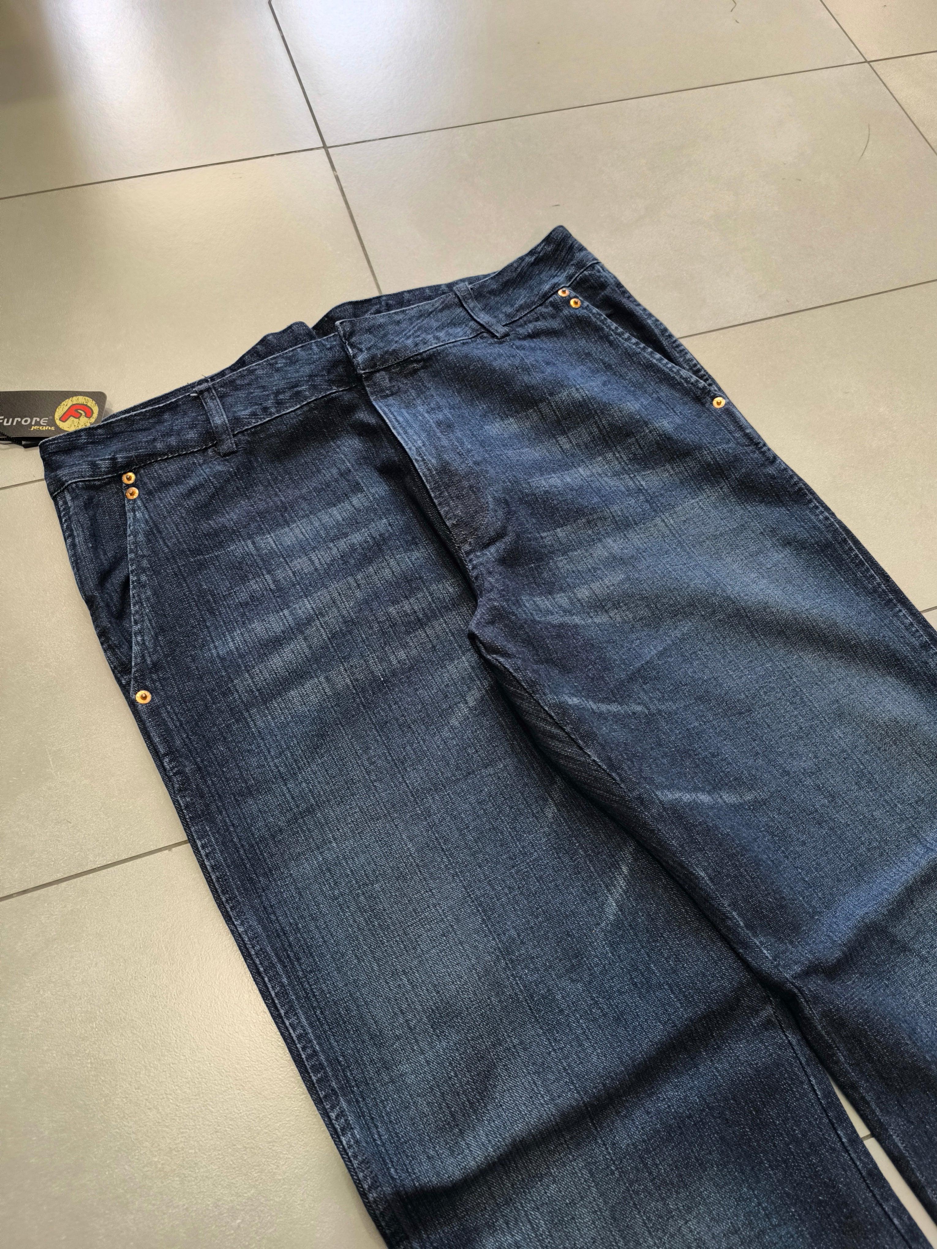 Denim Jeans Baggy Fit Dark Blue Hip-Hop Vintage Y2K (XXL)