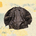 Real Leather Jacket Bomber Vintage Y2K - Aviatore Marrone in Vera Pelle Boxy Fit Oversize (M)