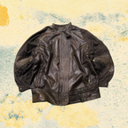 Real Leather Jacket Bomber Vintage Y2K - Aviatore Marrone in Vera Pelle Boxy Fit Oversize (M)